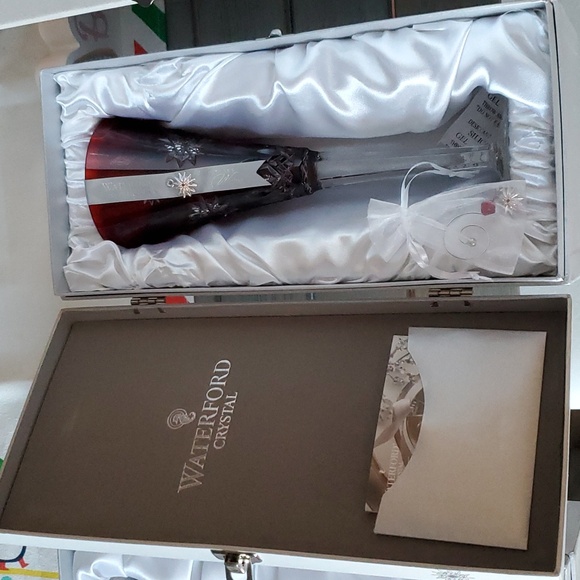 Set of 4 Waterford Snowflake Wishes Flute Ruby and Emerald First and Second Year - Picture 3 of 12